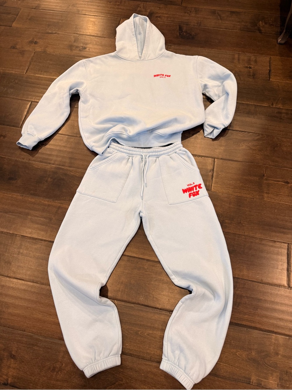 Women’s White Fox Sweatset - Ice Blue size S